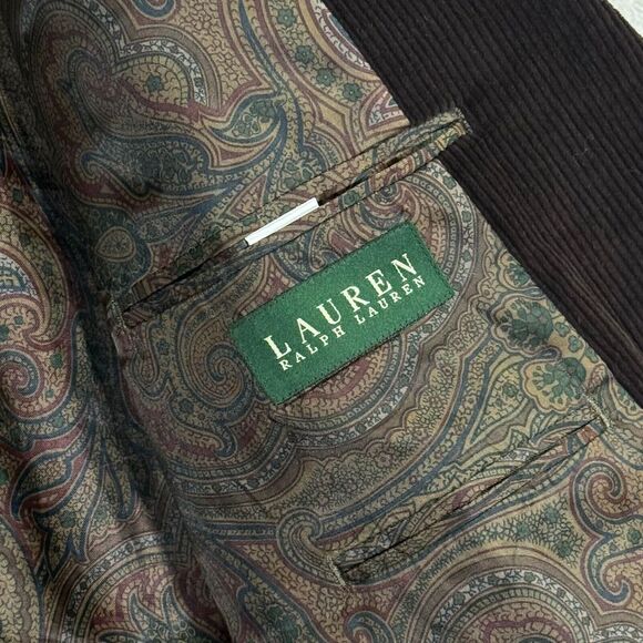 Lauren Ralph Lauren Sport Coat Mens 42L Brown Corduroy Lined Elbow Patch Classic - Picture 9 of 16